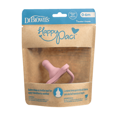Dr. Brown's HappyPaci Πιπίλα Όλο Σιλικόνη Ροζ 0-6 Μηνών 1 Τεμάχιο